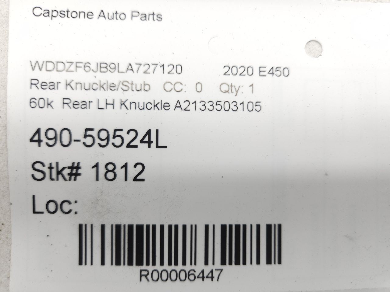 17-23 Mercedes E450 W213 60k Rear Left Side Knuckle Wheel Hub
