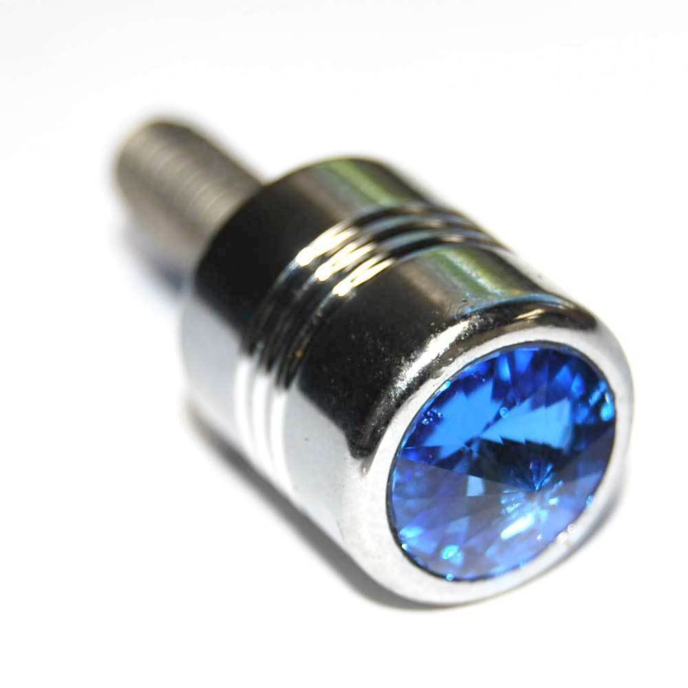 Chrome Billet “Blue” Swarovski Crystal Thumbscrew Seat Bolt for 1996 up Harley