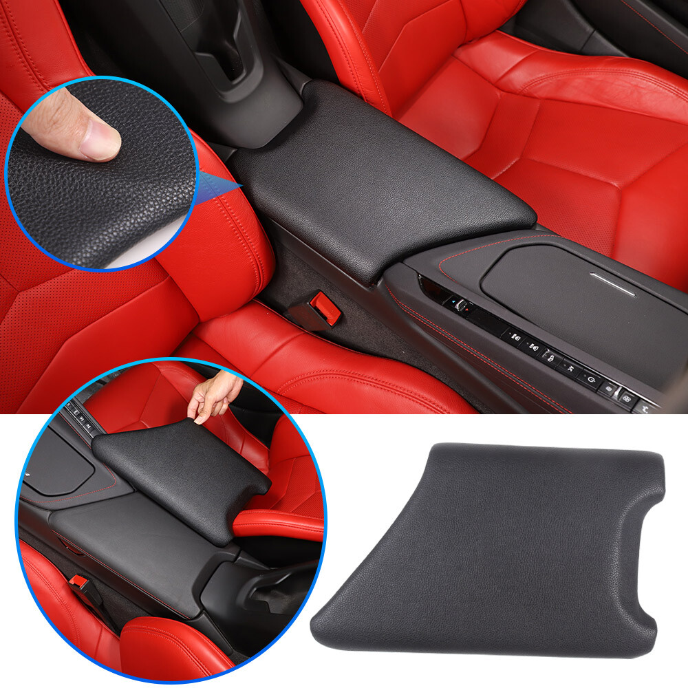 ABS & PU Leather Center Console Armrest Box Cover For Corvette C8 2020-25