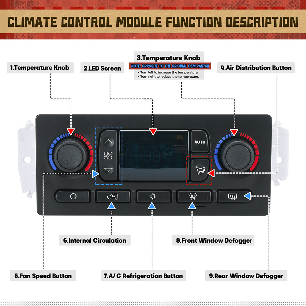 A/C Heater Climate Control Panel Module Switch For Chevy GMC Silverado Tahoe