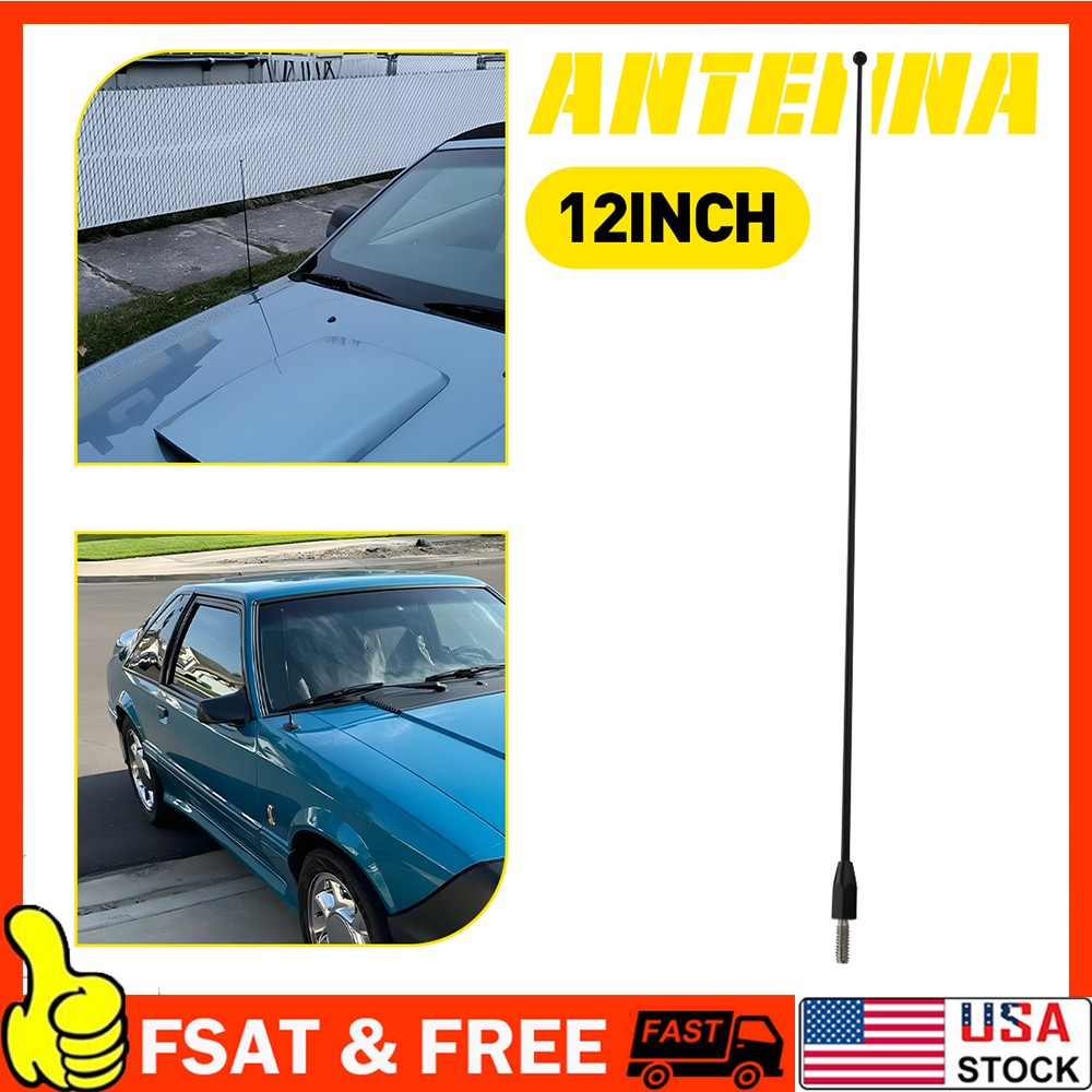 12″ Black Spring Stainless AM/FM Antenna Mast Fits: 1982-2004 Chevrolet S10