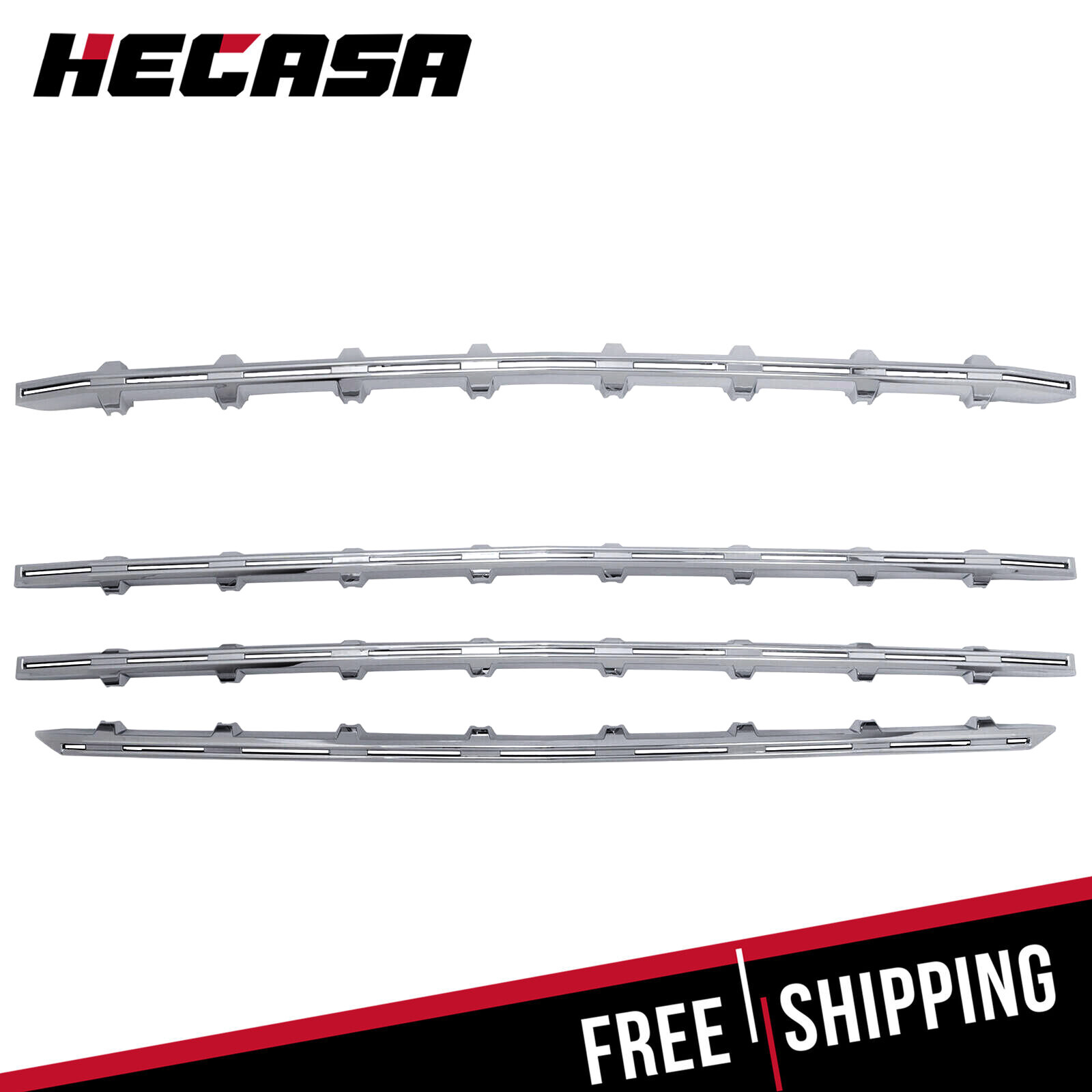 For 19-21 Silverado 1500 LT RST Chrome Grille Insert Grill Trim Molding Snap-On