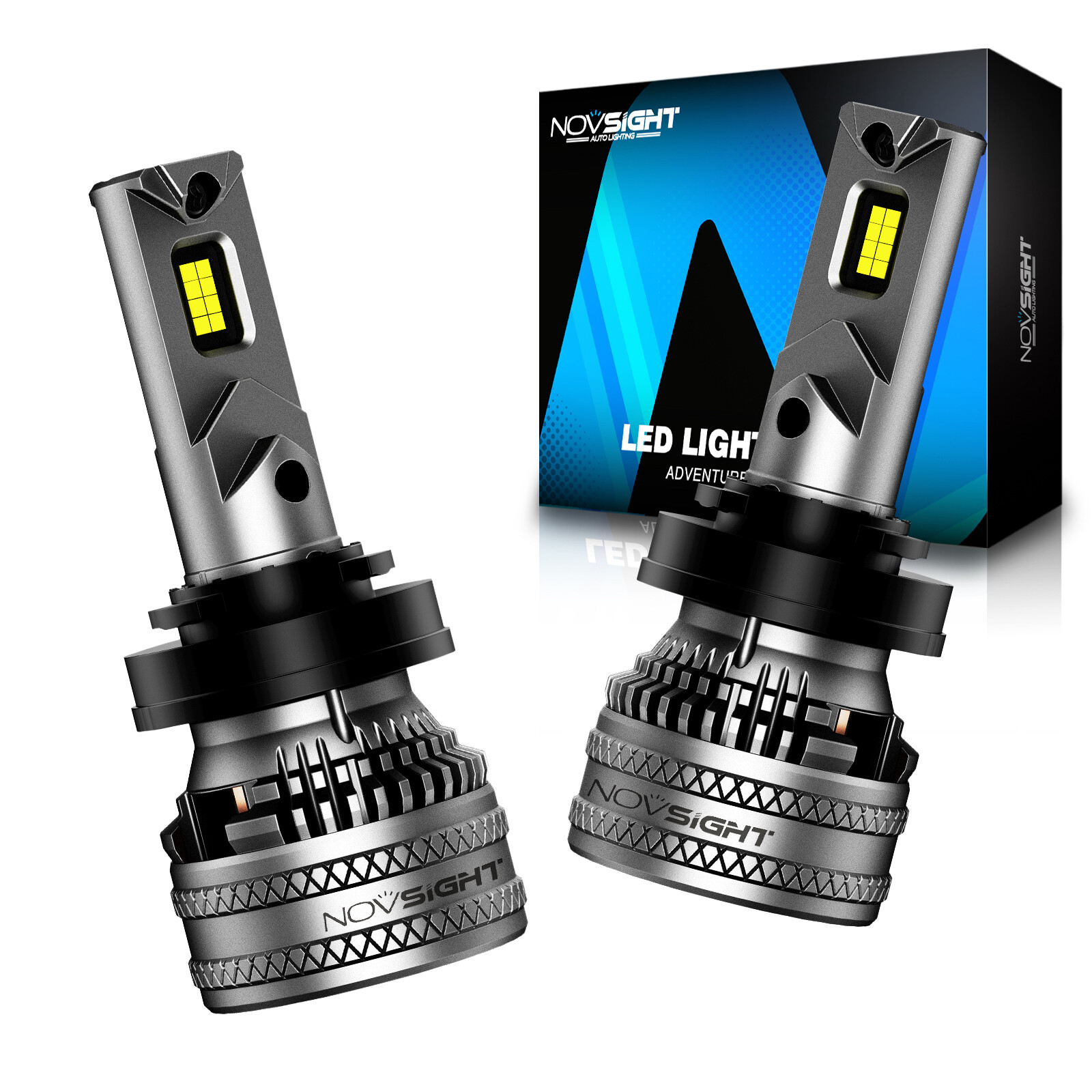 NOVSIGHT Pair H11 LED Headlight Bulbs High Low Beam 6500K 45000LM 200W White