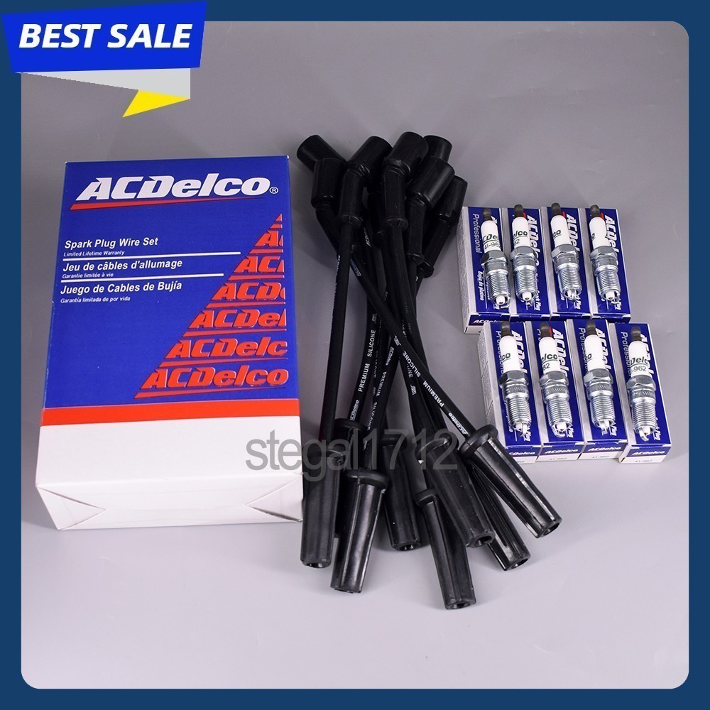 8pcs 9748HH Wires & 41-962 19299585 Spark Plugs OEM For Chevrolet 4.8L 5.3L 6.0L