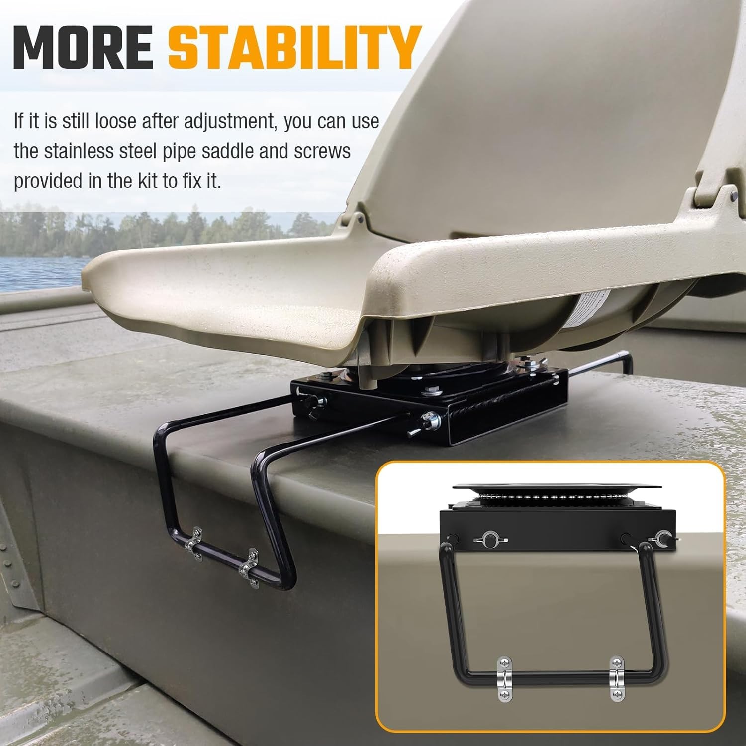 Seat Mount – Clamp-On with Swivel Portable Seat Clamp 360 Back n Forth