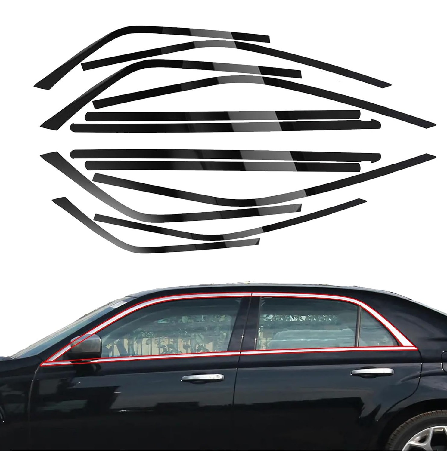 For Chrysler 300 2011-2023 Accessories Glossy Black Delete Blackout Window Trim