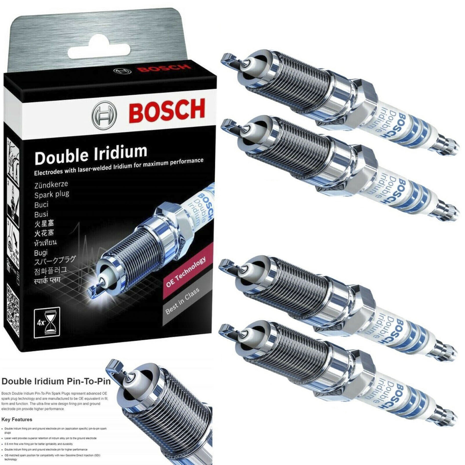 For Acura ILX Alfa Romeo Honda Accord OE Germany Double Iridium Spark Plug 4PCS