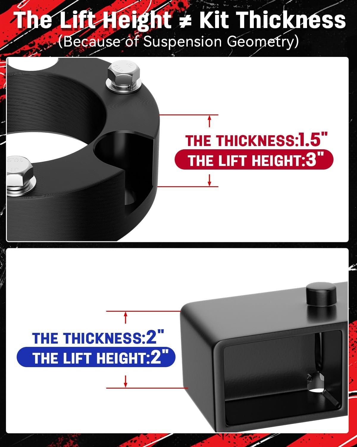 2005-2023 Toyota Tacoma 2WD 4WD 3″ Front 2″ Rear Leveling Lift Kit Fit 4×4