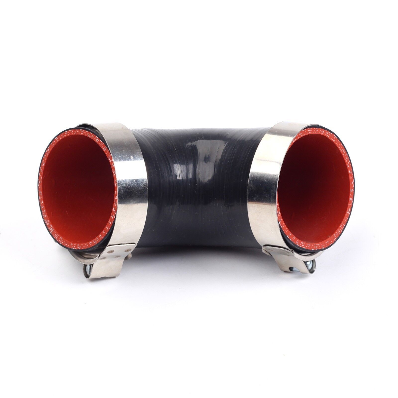 2″ inch 51 mm ID 90 Degree Silicone Coupler Hose Pipe Black Red + 2x T-Clamps