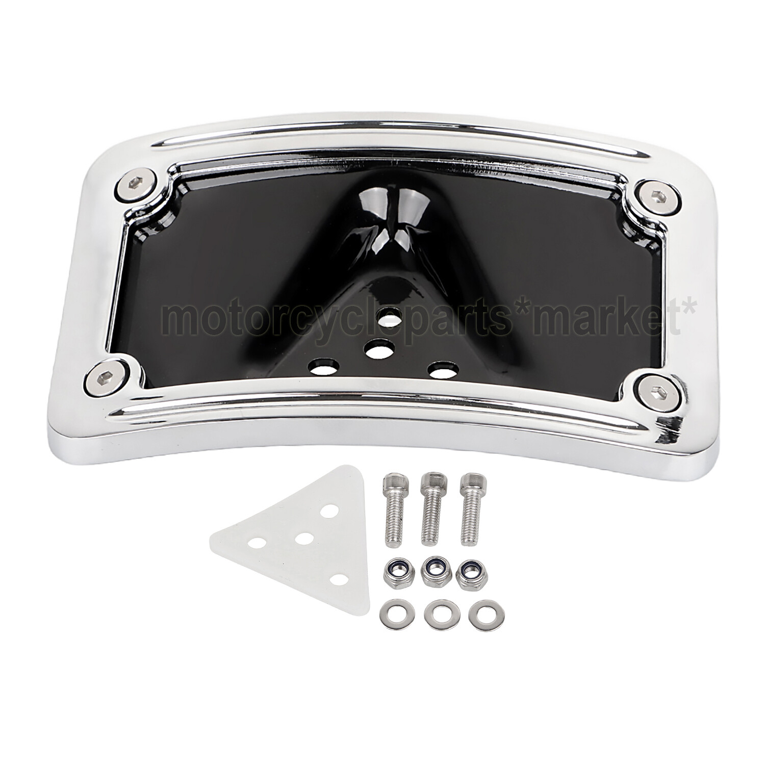 Chrome CNC Curved Laydown License Plate w/ Bracket For Harley Sportster XL Dyna
