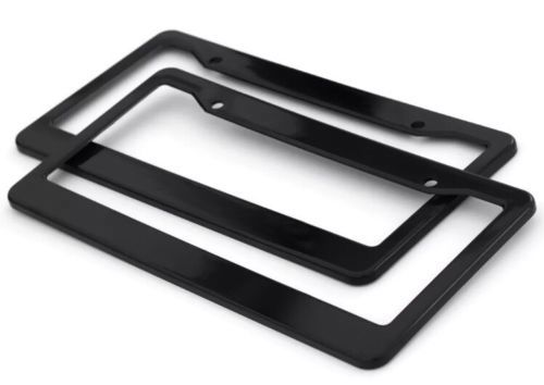 2pc Black Plastic License Plate Frame Tag Cover for Car SUV Van Truck – D