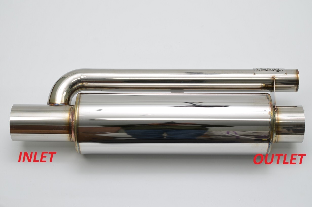 1320 ultra quiet QW resonator muffler stainless steel universal 2.5″ inlet & out