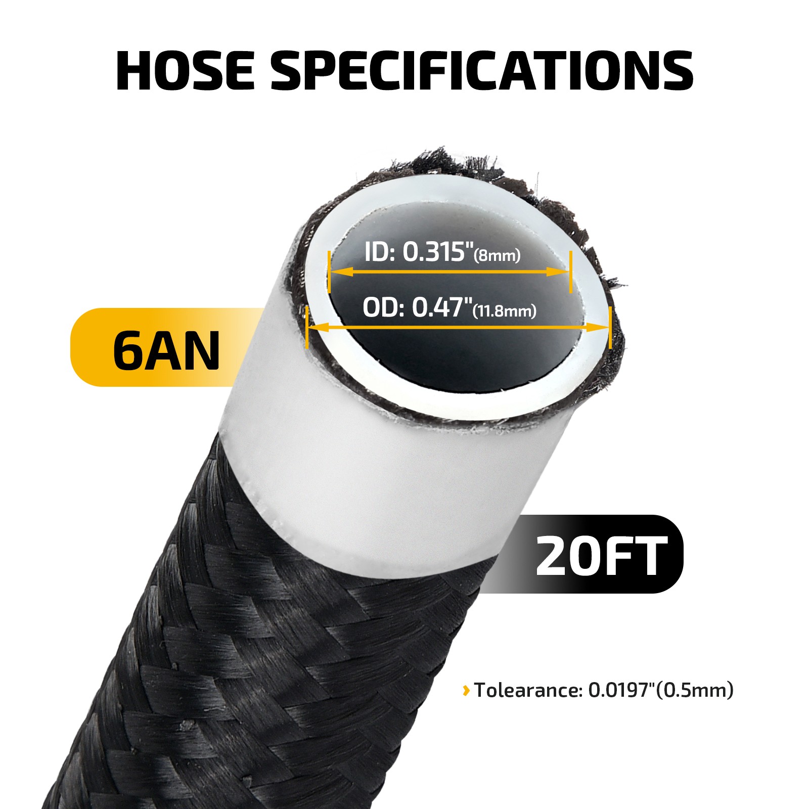6AN-8AN-10AN PTFE Fuel Line Kit E85 Nylon Braided Fuel Hose Kit 10FT-20FT-30FT