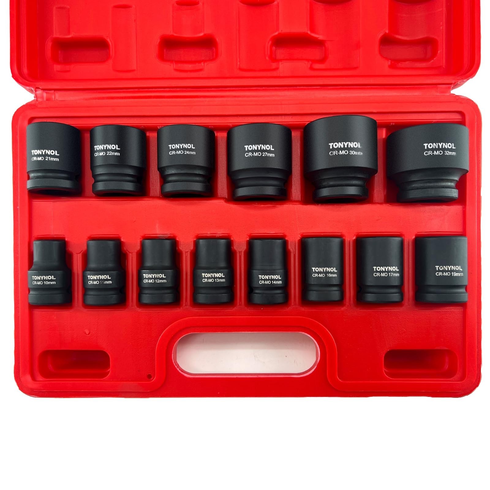 1/2″ Drive Impact Socket Set 14 Pcs, 6-Point Metric (10mm-32mm), Cr-Mo Steel, St
