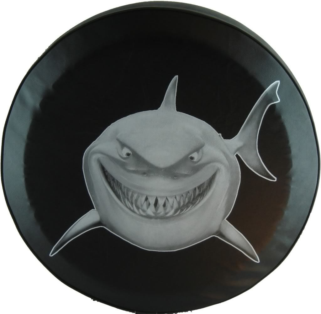 SpareCover® Blak Series – 32-in Great White Shark HD luxury vinyl tire cover