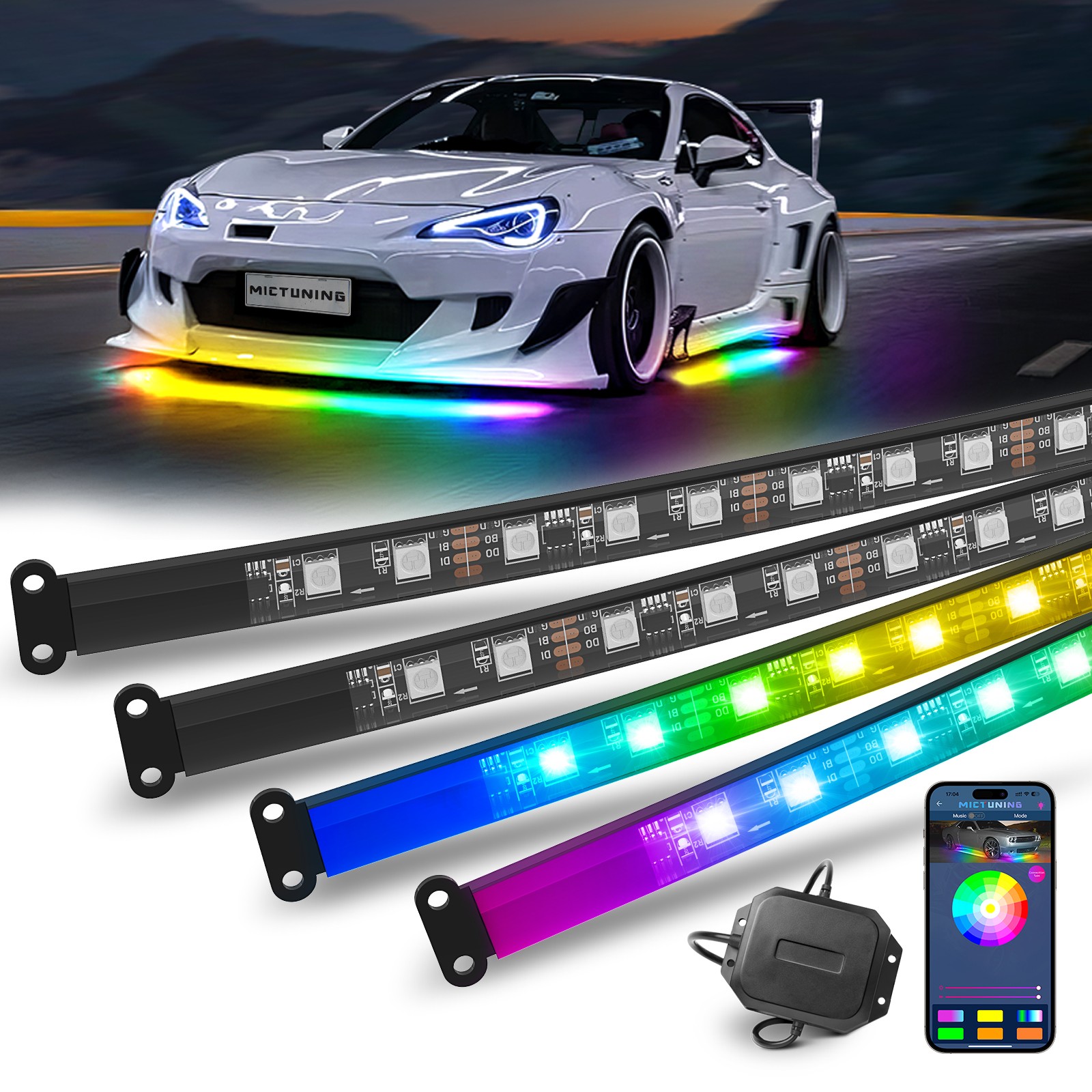 2Pcs 70″ LED Emergency Strobe Hazard Warn Flashing Running Board Light Strip Bar