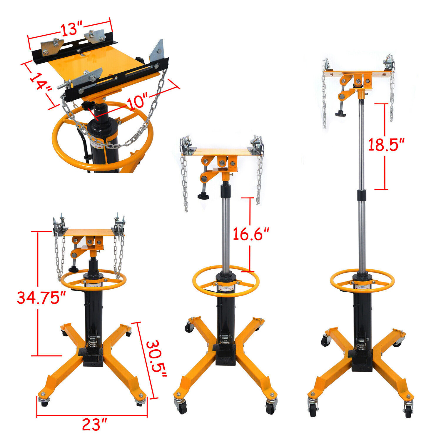 1660 LBS Hydraulic Transmission Jack w/ 360 Swivel Wheel Lift Hoist High Quantit