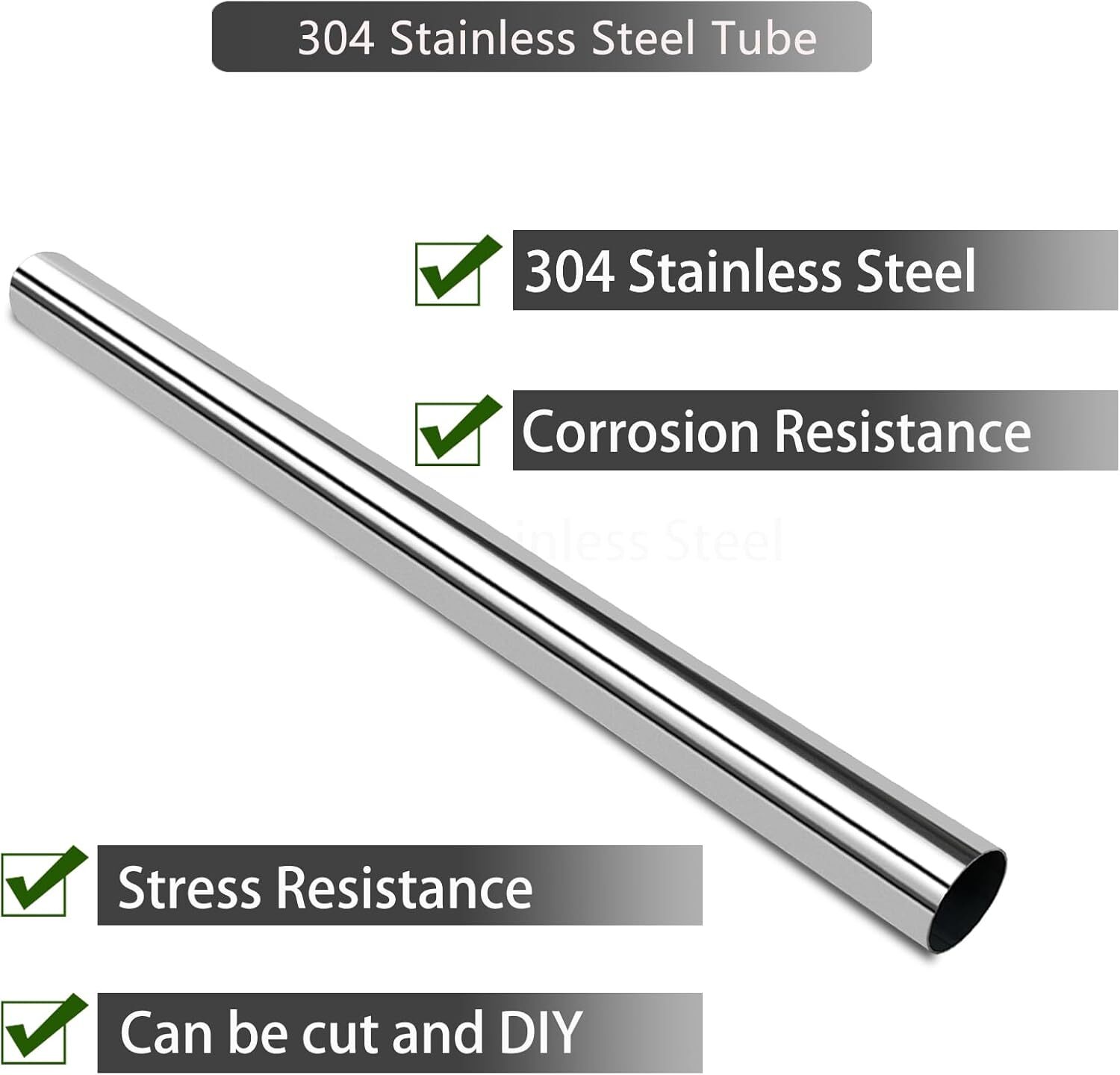 3.5″ 3 1/2” 89mm T304 Stainless Steel Straight Exhaust Pipe Tube Piping Tubing