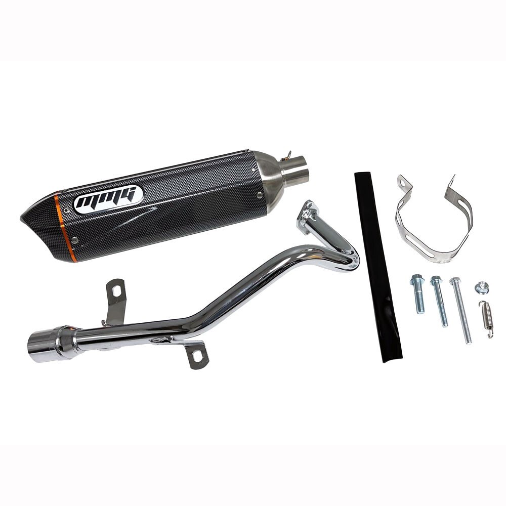 MMG Exhaust System Muffler for GY6 50cc 4 Stroke Scooters (Carbon Fiber Finish)