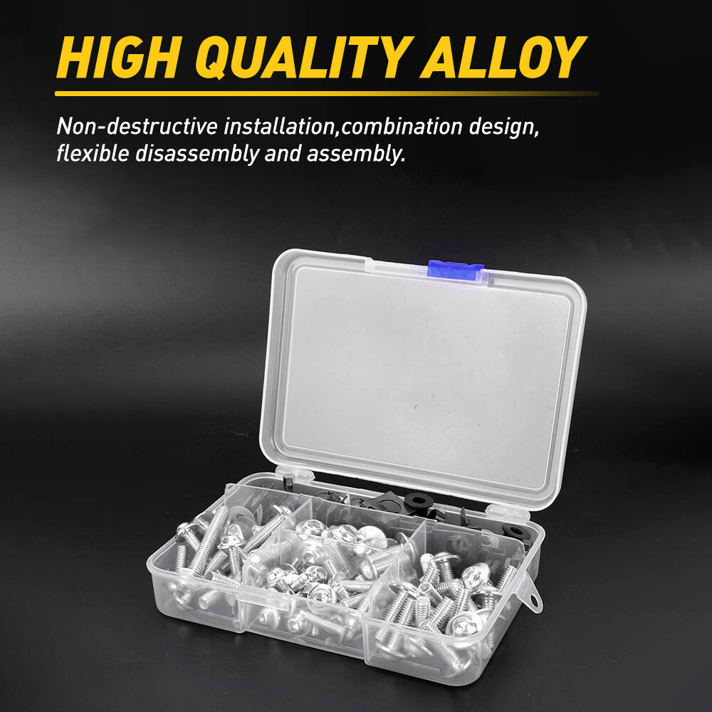 177PCS Silver Fairing Bolt Kit Windshield Fender Bodywork Screws Set Universal