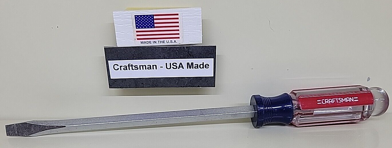 Craftsman 41587 8″ Shank 5/16″ Flat Tip 12″ Screwdriver Square Shaft USA NOS