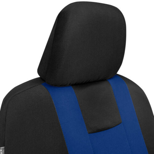 BDK Full Set of Front & Rear Car Seat Covers, Carpet Floor Mats, Blue with Black