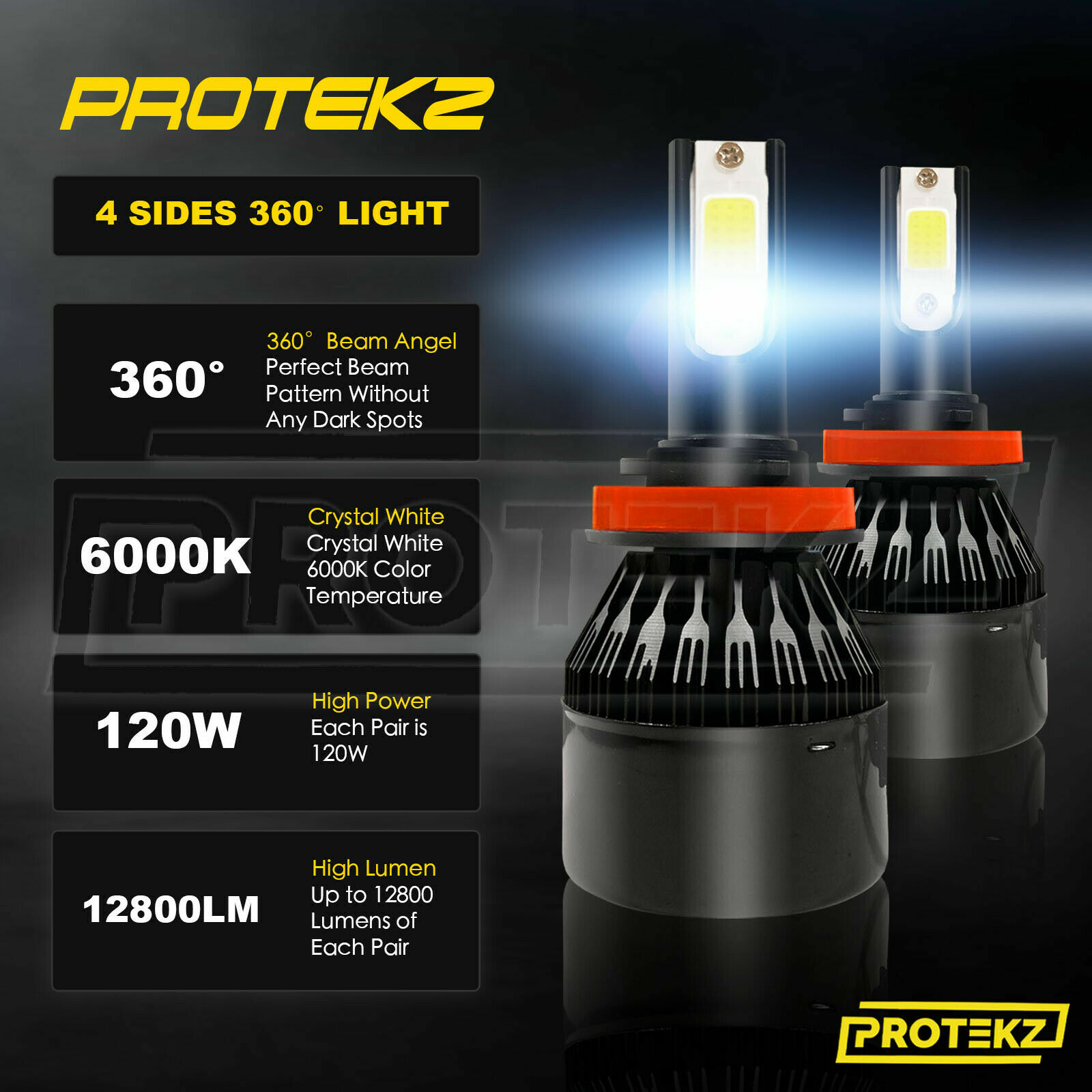 2504 LED Fog Light Kit CREE Bulb 800W 120000LM For 2010-2020 Dodge Grand Caravan