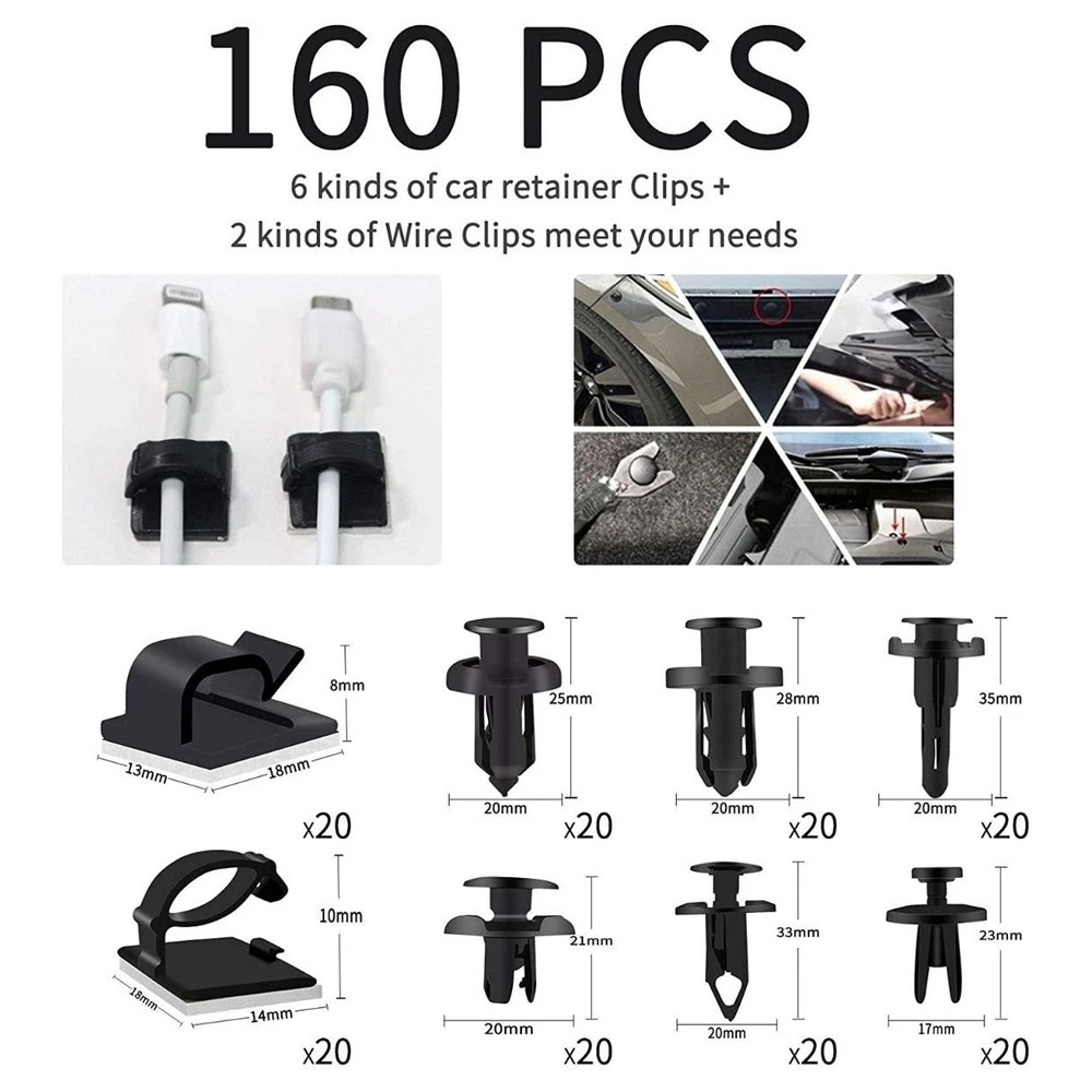 200Pcs Car Interior Trim Removal Tool Kit Clip Panel Pry Set for Auto Door