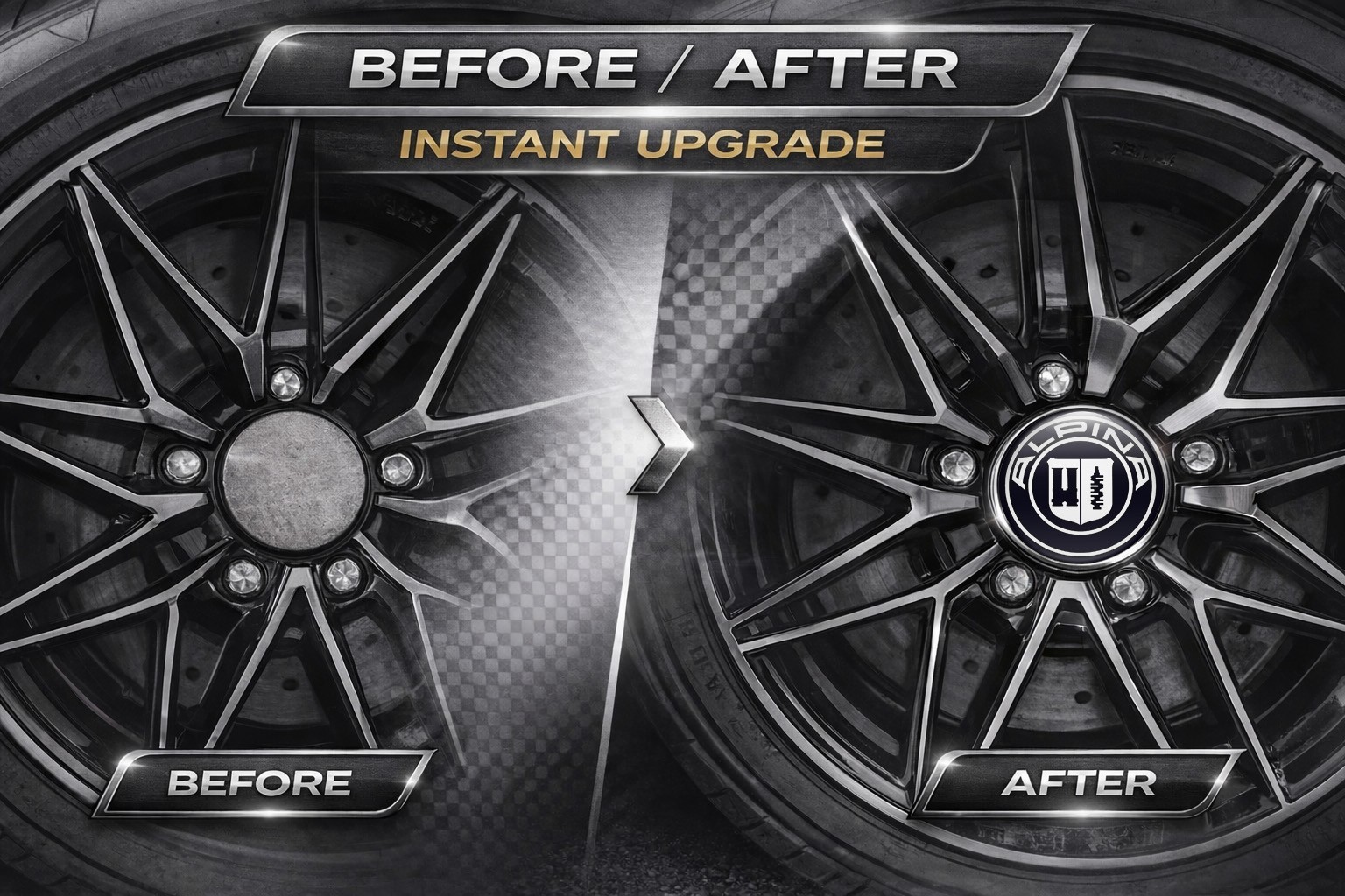 Alpina Wheel Cap Overlays 3D Domed Resin Center Cap Stickers Set of 4