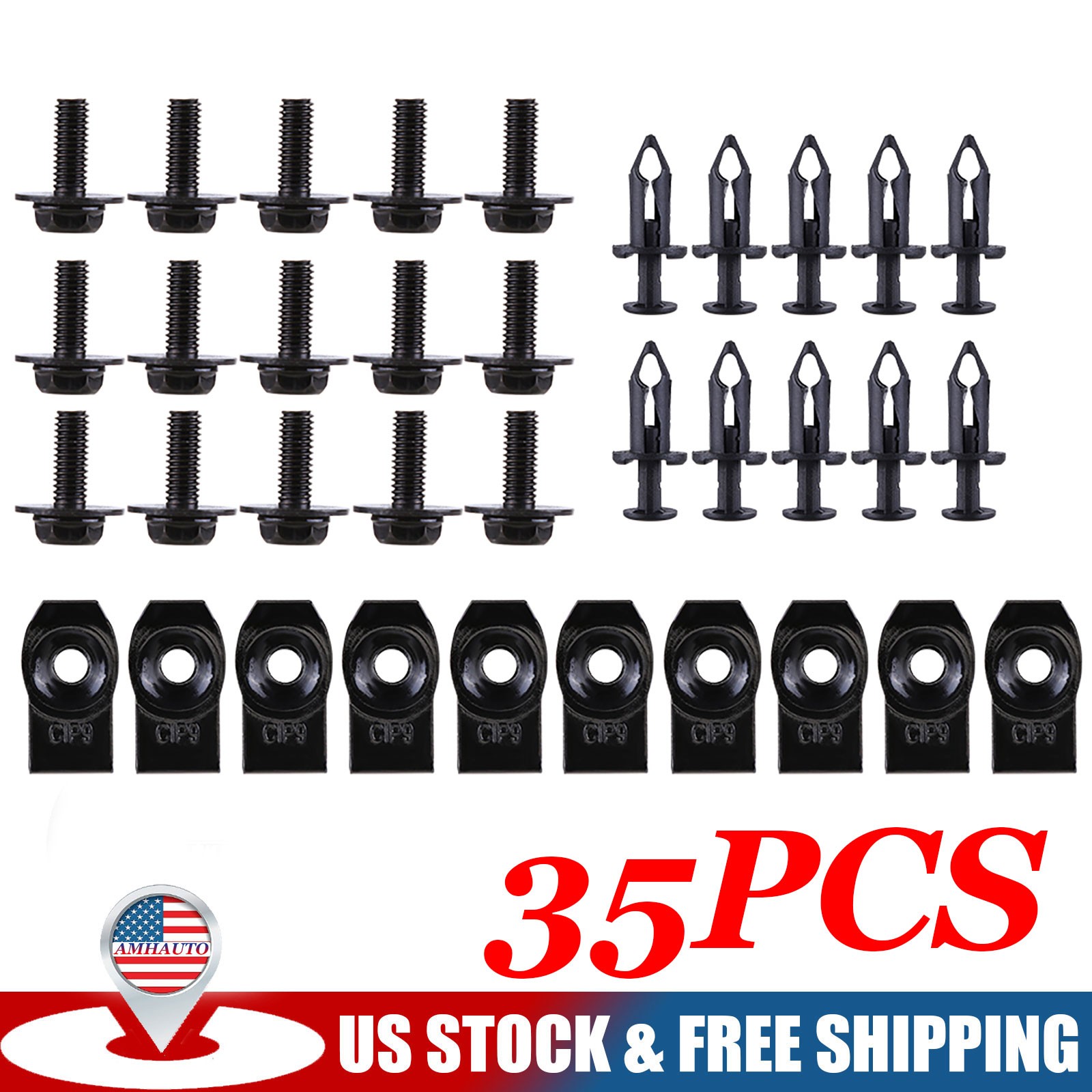 Body Bolts U-nut Clips M6 Engine Under Cover Splash Shield Guard 35pc For Toyota