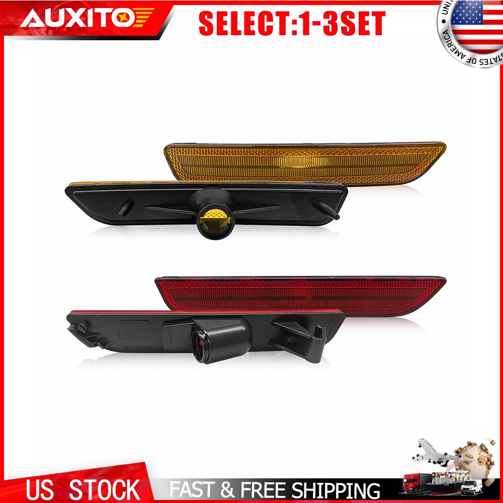 Front Amber & Rear Red Side Marker Lights Cover For 2010-2014 Ford Mustang SL