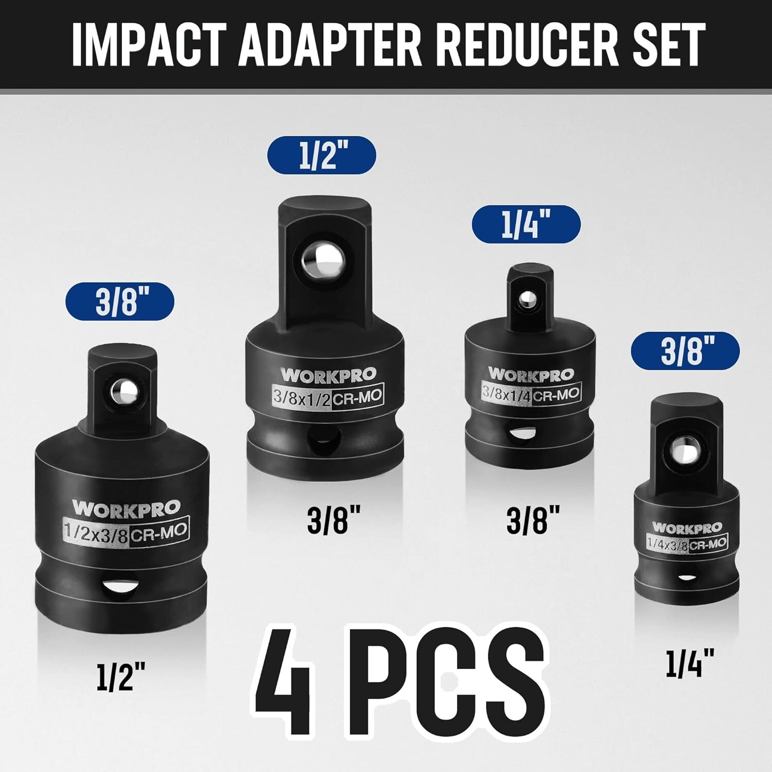 WORKPRO 7Pieces Impact Socket Adapter Set W/3PC 1/4″Hex Shank Drill ExtensionSet