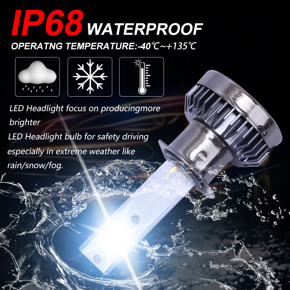 2x Mini H1 COB LED Headlight Bulb High Low Beams White Lamp 6000K 260000LM 1200W
