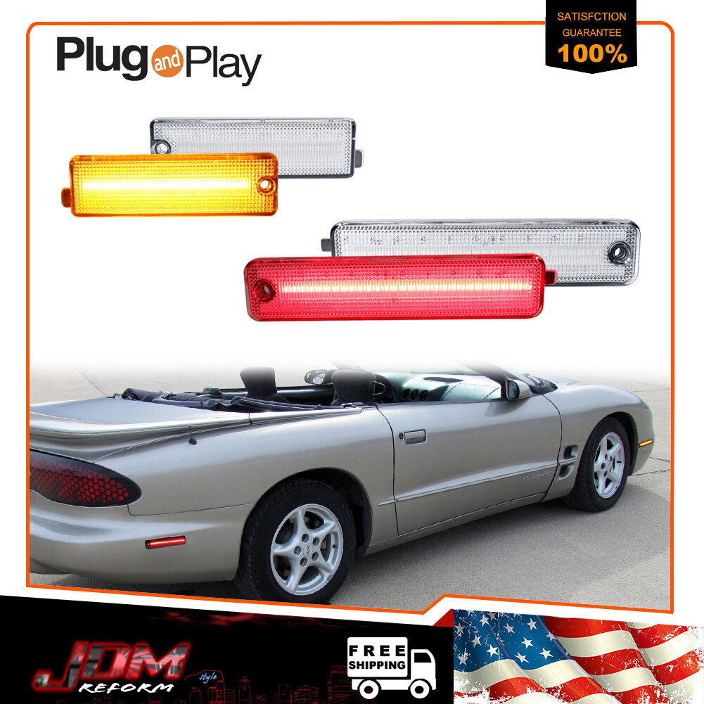 Front Amber Rear Red LED Side Marker Lights Set For 1998-2002 Pontiac Firebird