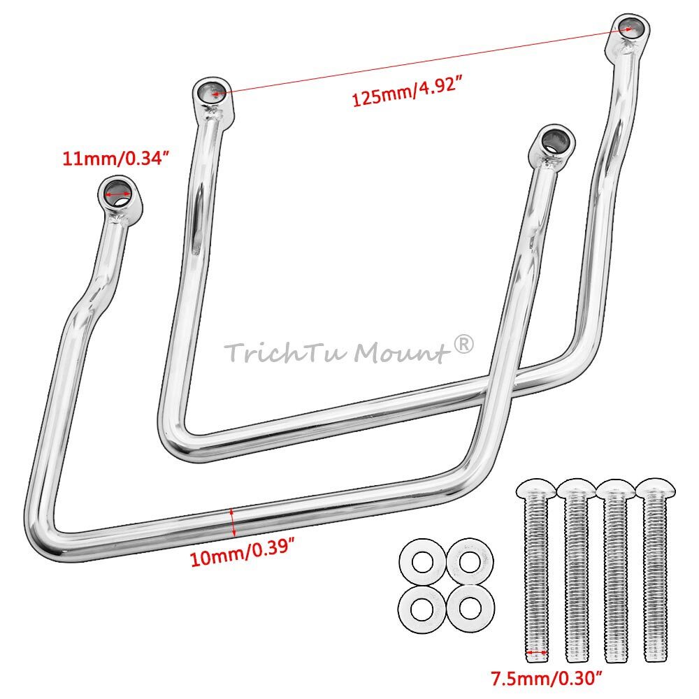 Motorcycle Steel Chrome Saddlebag Bracket Luggage Rail Support Bar 12.5cm-24cm