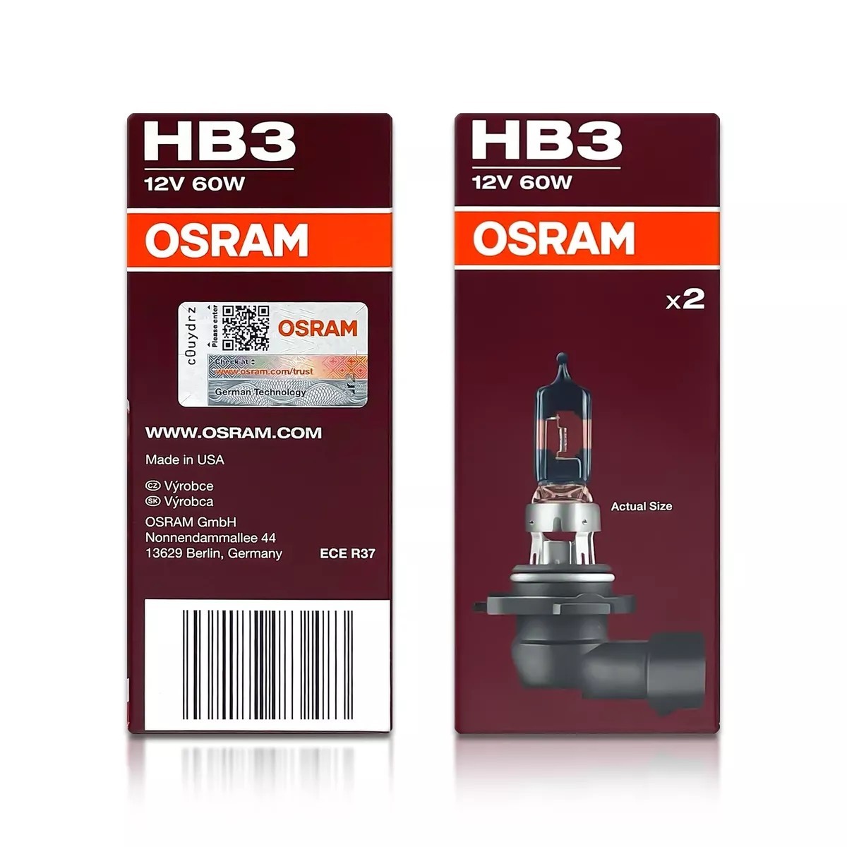 Osram Night Breaker Laser HB3 9005 Halogen Headlight Bulbs 9005NL ECO PACK 2X