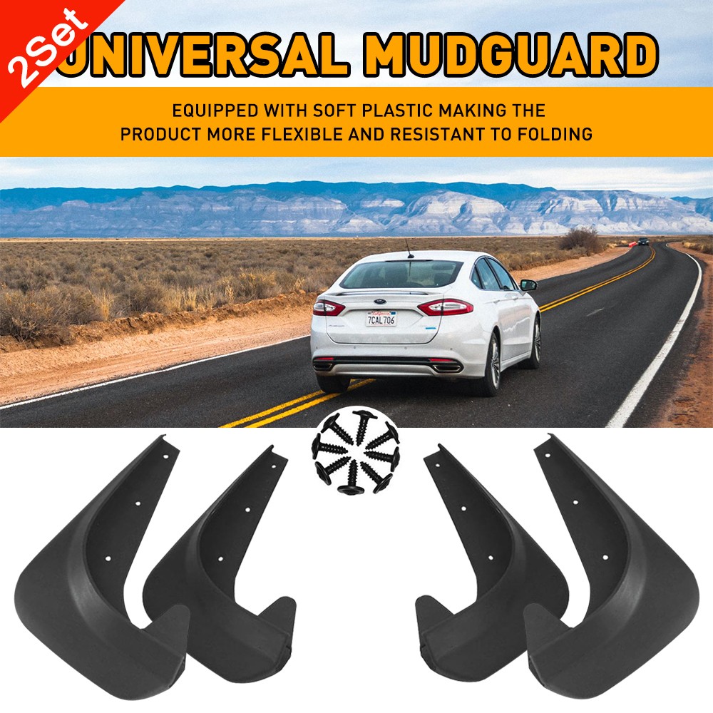 8PCS Car Mud Flaps Universal Splash Guards Soft Protectors W/ Screws Tool Black
