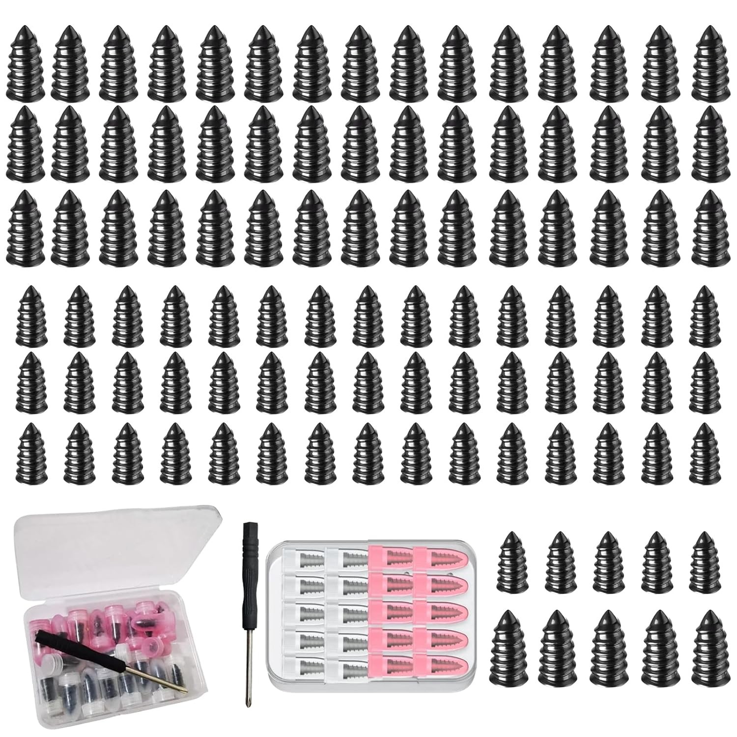 100Pcs Tire Repair Rubber Nails Tyre Puncture Repair Screws Kit with Screwdriver