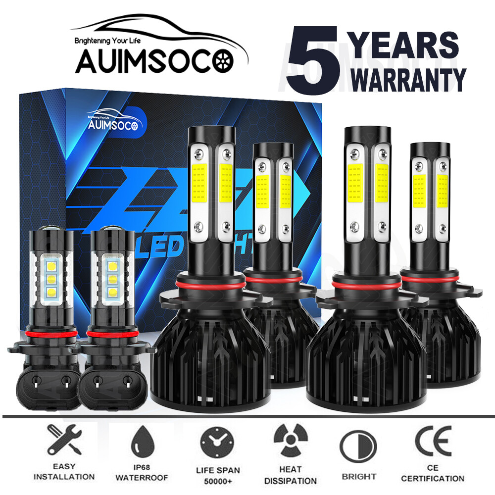 For Jeep Grand Cherokee Laredo Sport Utility 2005-2010 LED Headlight + Fog Bulbs