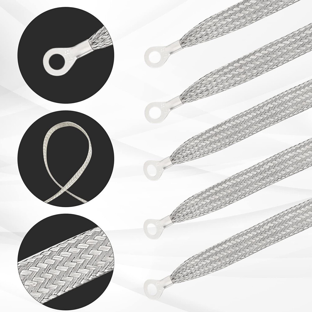 5X Car Truck Firewall Engine Body Engine Ground Strap Tinned Copper Cable Kit