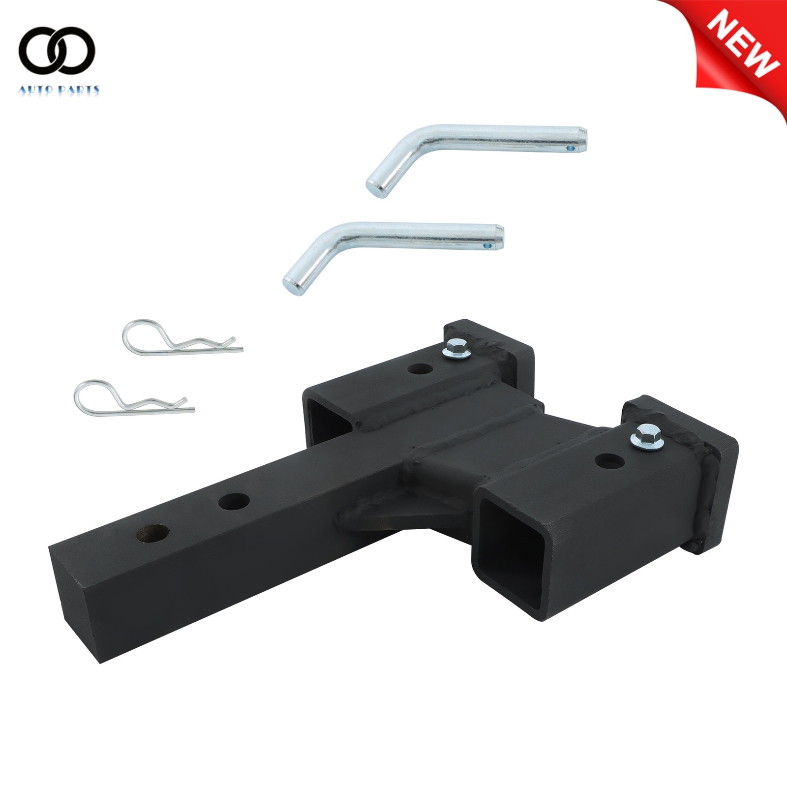 10000Lb Trailer Dual Hitch Extender For 2 In Receiver Rise/Drop 2-In Solid Shank