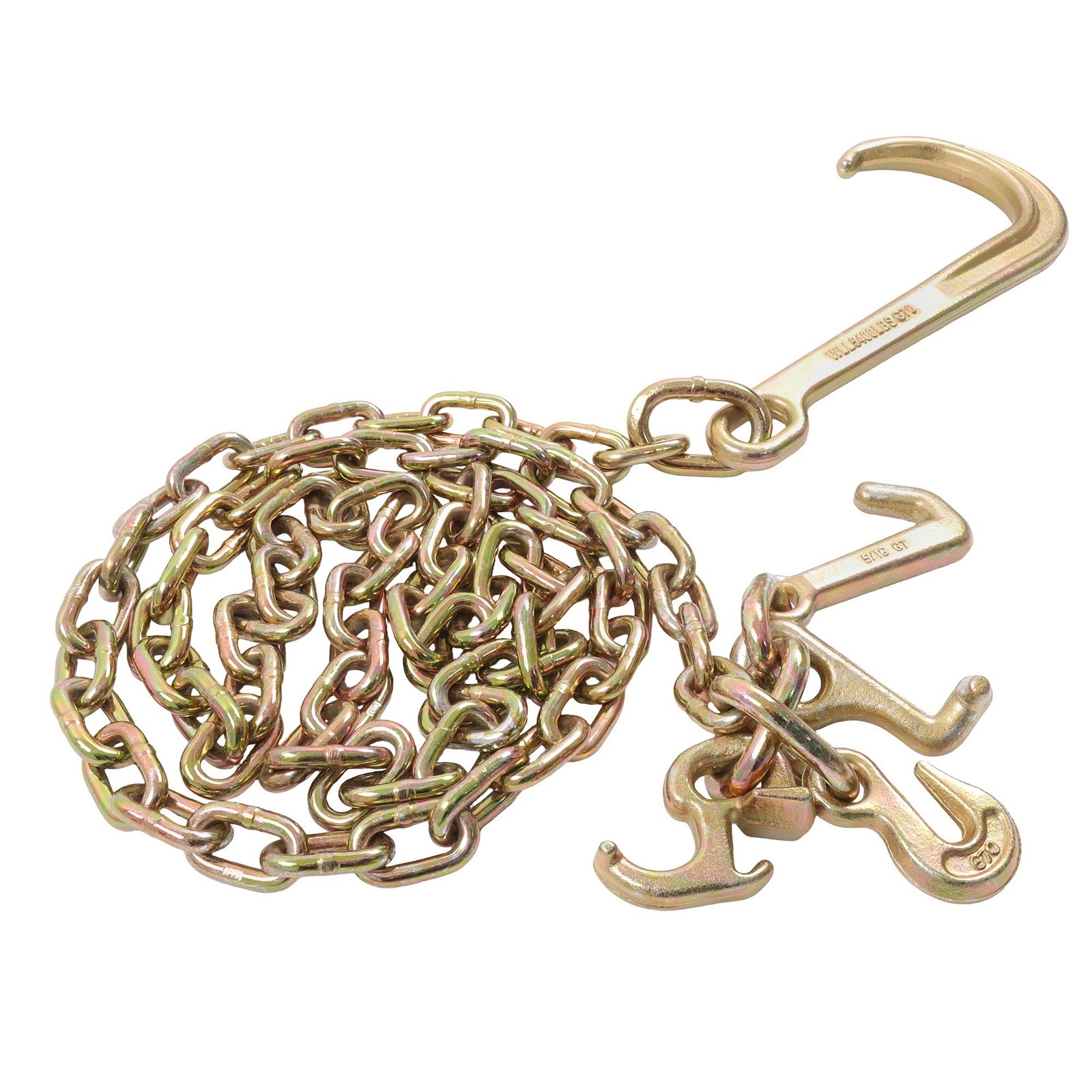 4 Pieces 4700Lbs J Hook Chain Tow Chain 5/16″×8′ G80 With 15″ JRT Hook Grab Hook