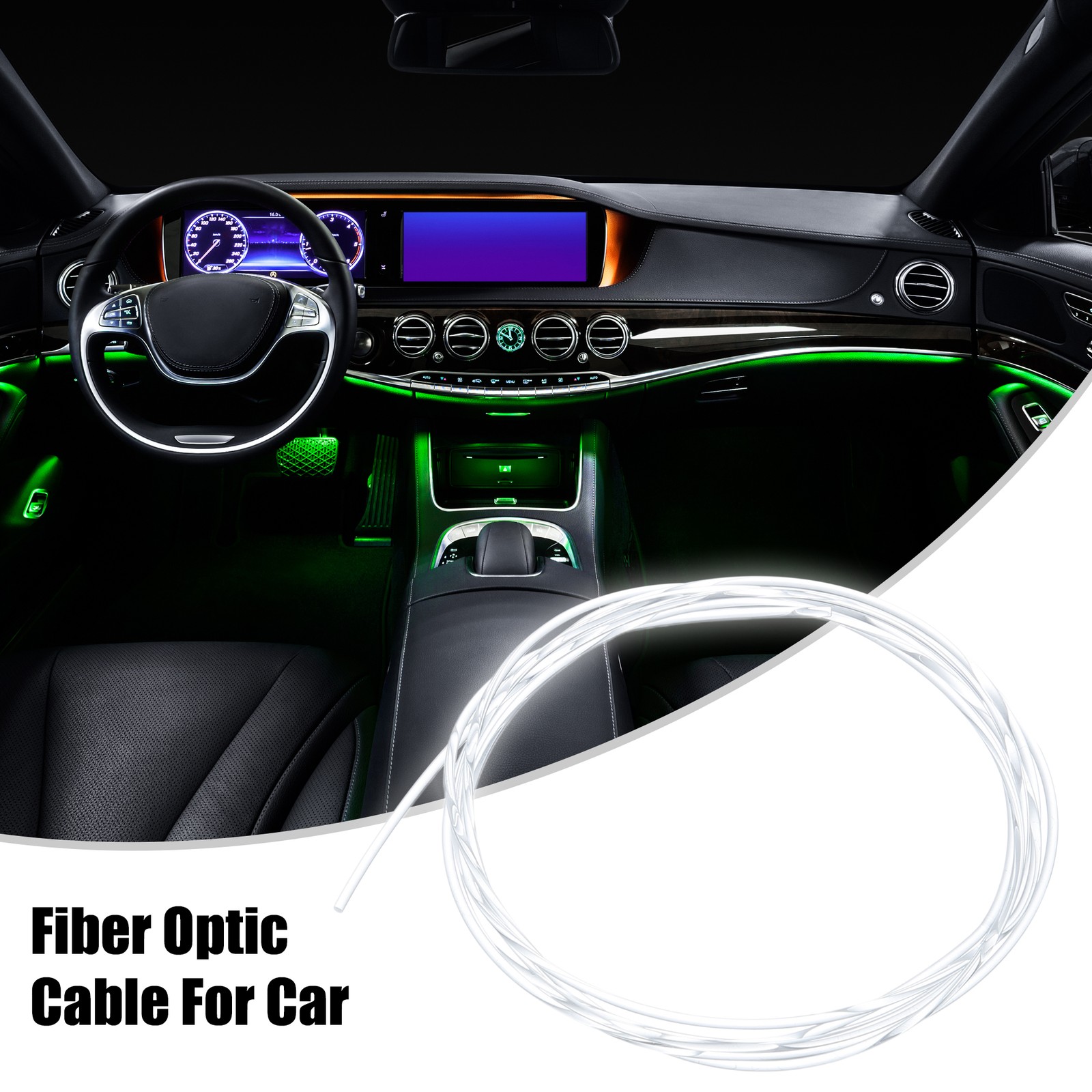 2mm 0.08″ 2m 6.56ft Universal Car Optic Fiber Side Fiber Optic Cable Clear
