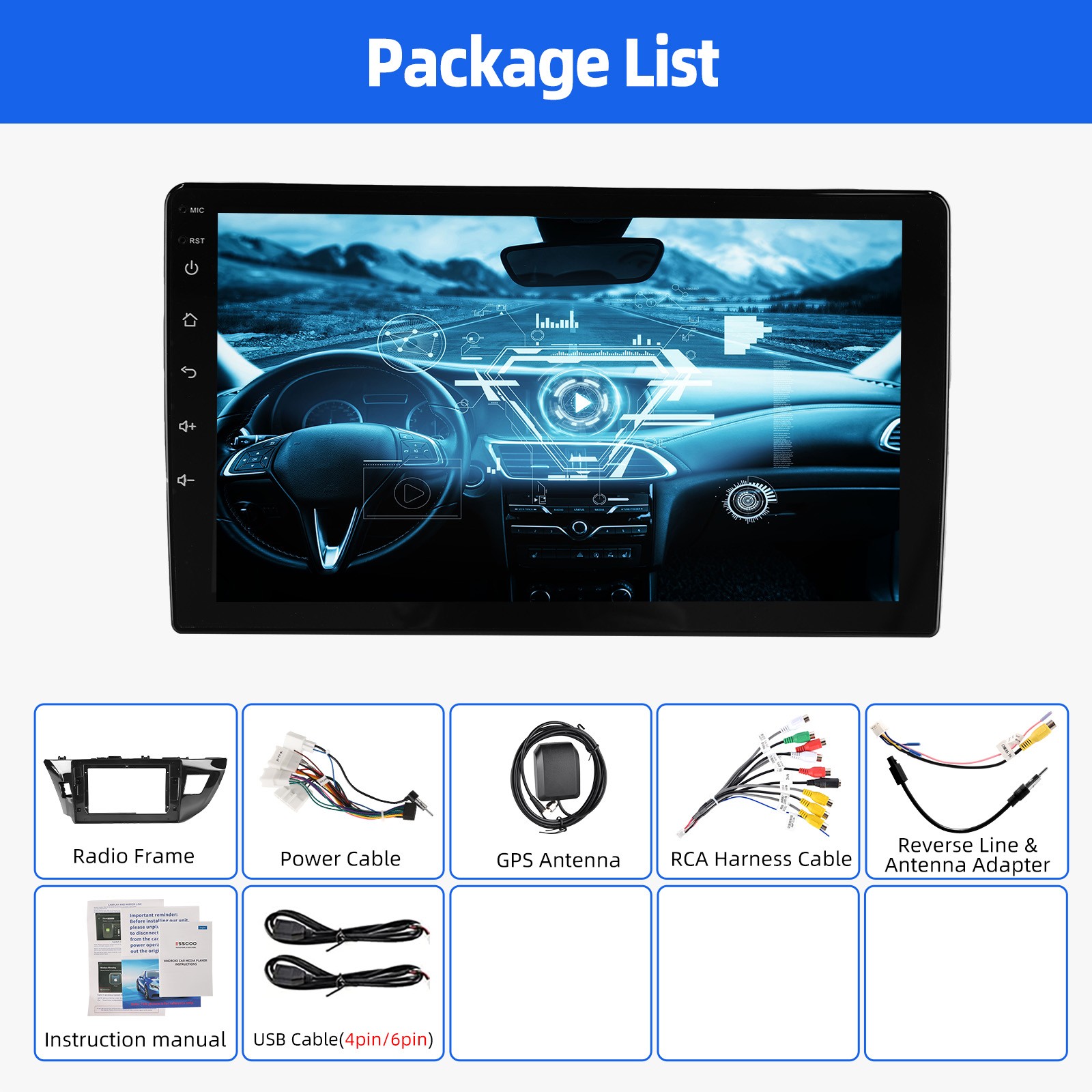 For Toyota Corolla 2014-2016 Apple CarPlay GPS WiFi Android 15 Car Stereo Radio