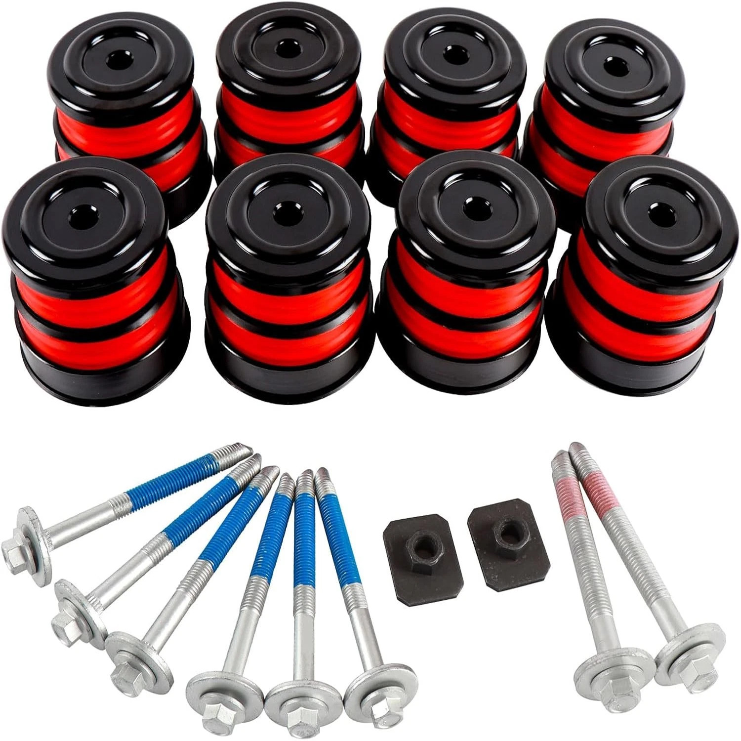 Silicone Body Mount Bushings & 13848 Bolt Kit For Ford F250 F350 08-16 Crew Cab