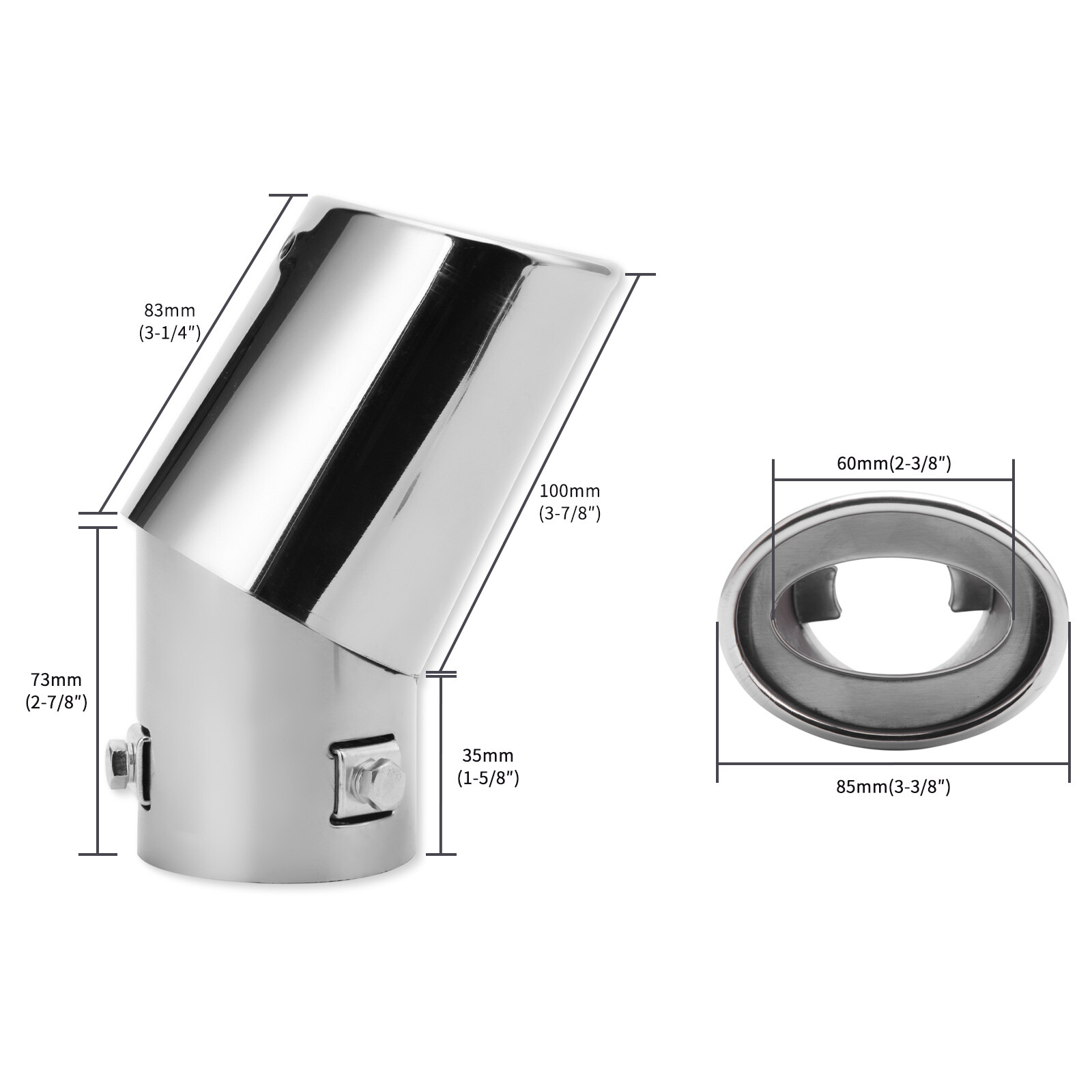 For Honda CR-V 2PCS Car Rear Exhaust Pipe Tail Muffler Tip Trim Stainless Steel
