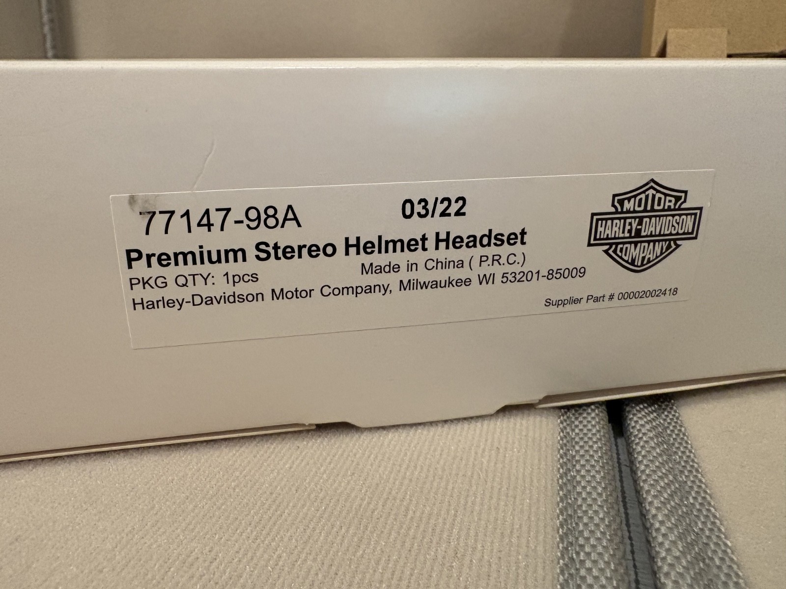 Harley Davidson Premium Stereo Wired Headset 77147-98A Microphone New In Box