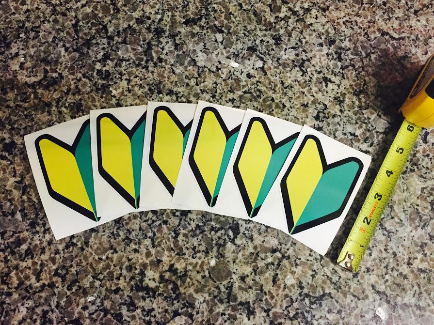 (6 Pack!) 4″ x 2.60″ JDM Wakaba Leaf Decals Stickers