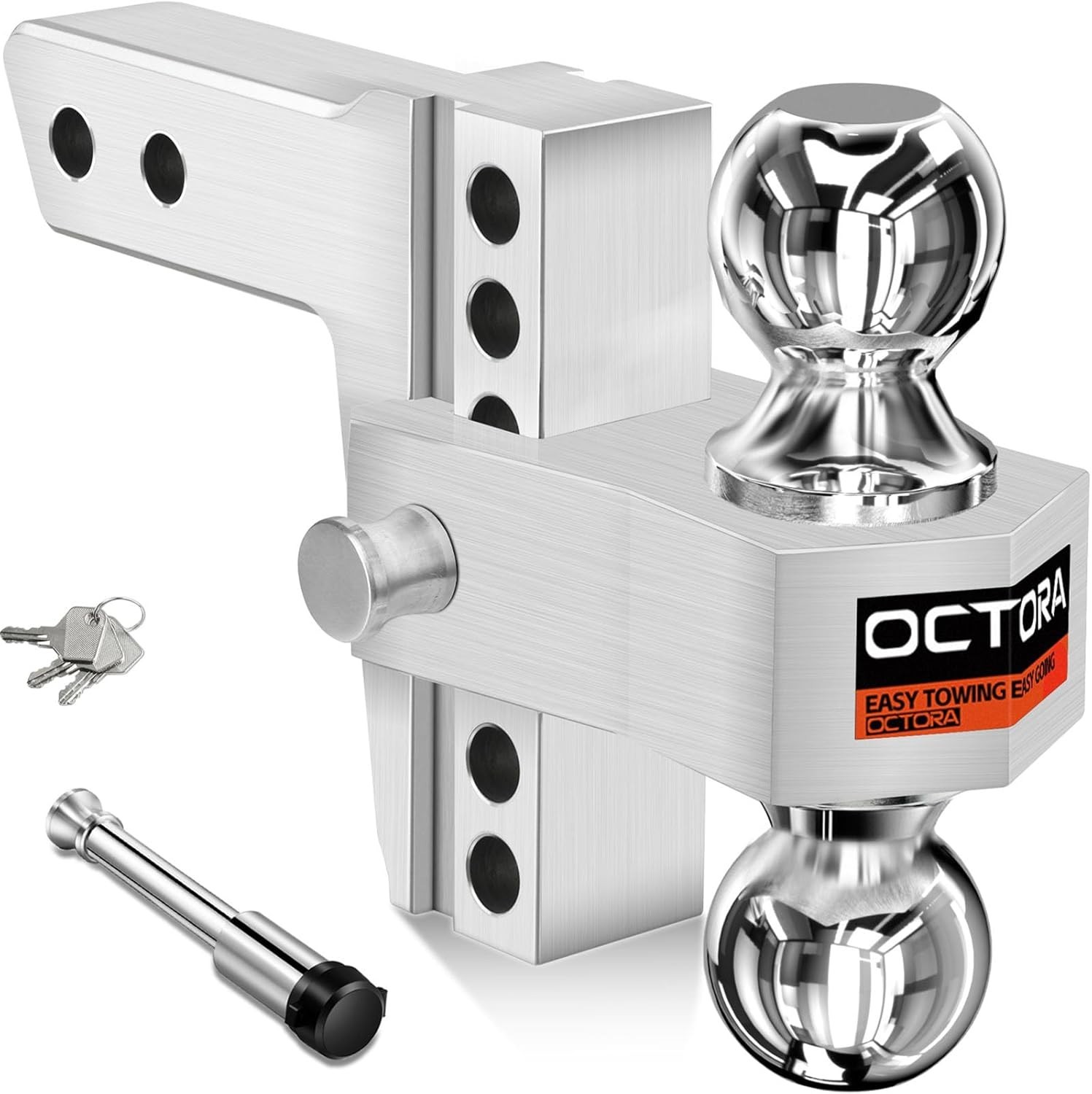 2″ Receiver Adjustable Towing Hitch Dual Ball Mount 6″ Drop Trailer 12500 lb