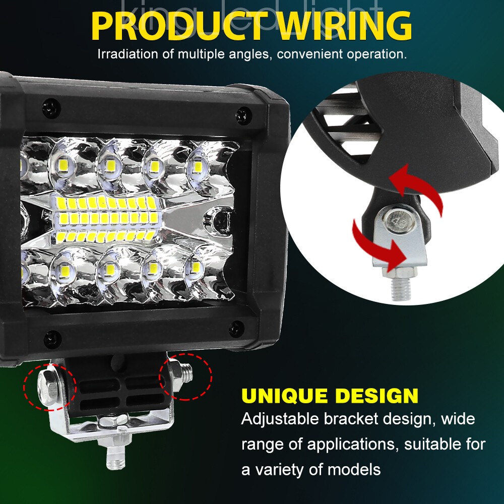 52” 1200W LED Light Bar + 22”+ 4″ Pods Combo Kit for Jeep Wrangler JK TJ CJ JL